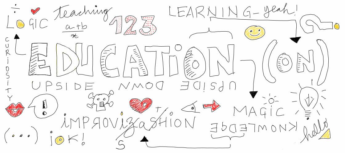 sketch about education with hand drawn graphics and letters